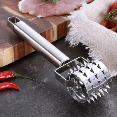 Meat Hammer Kitchen Tool Gadget Stainless Steel Rolling Tender Meat Hammer Baking Puncture Wheel Rolling Needle Puncture Knife
