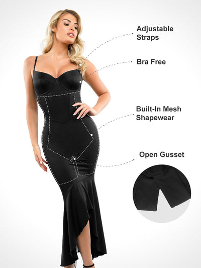 Built-in Shapewear Corset Style Mermaid Hem Slip Maxi Dress