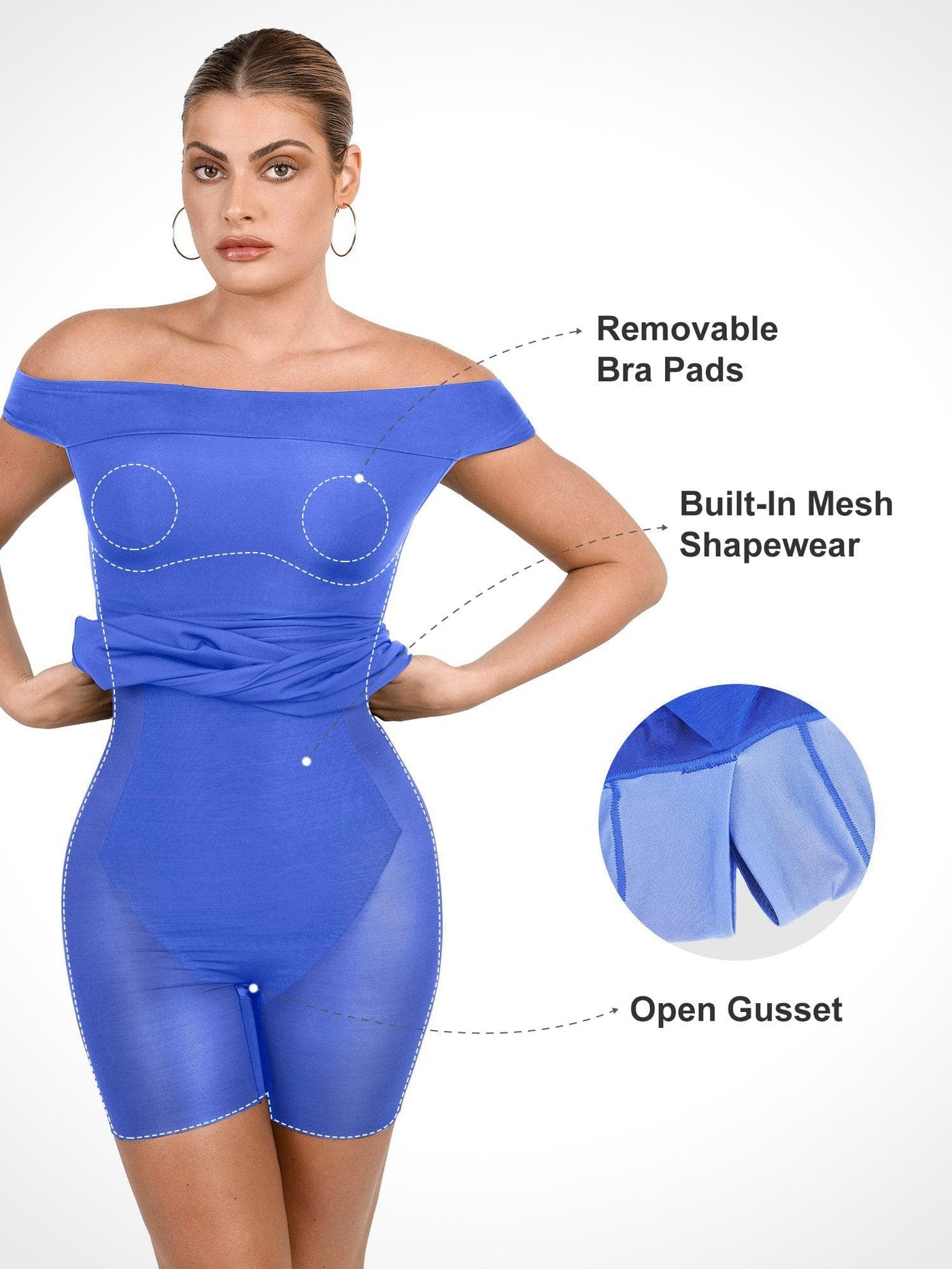 Built-In Shapewear Off Shoulder Mini Dress
