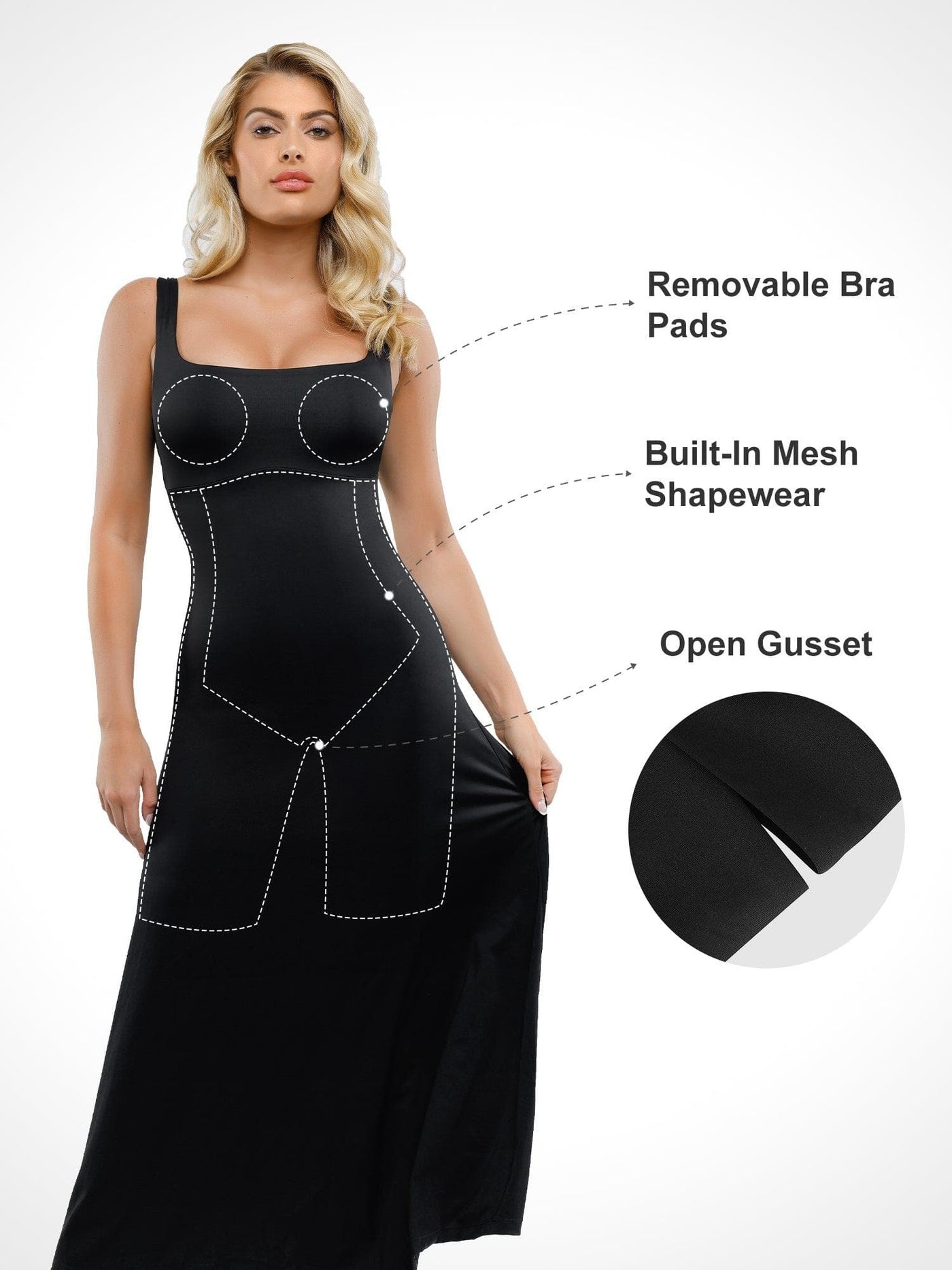 Built-In Shapewear Sleeveless Maxi Dress Or Set