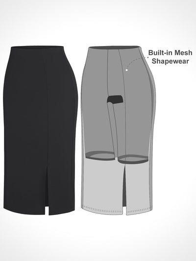 Workwear Built-In Shapewear Split Midi Skirt